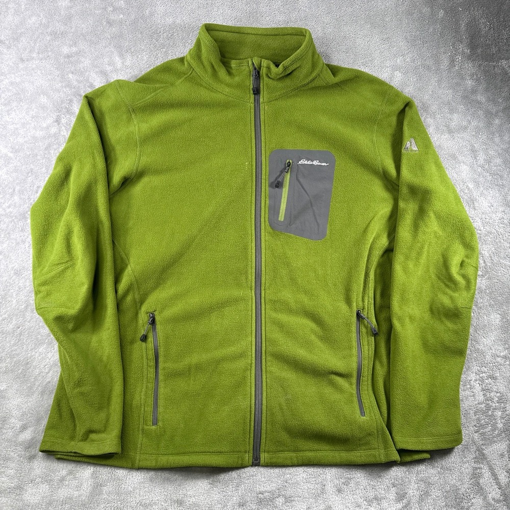 Eddie Bauer First Ascent Fleece Jacket Mens XL Green Polartec Full Zip Outdoor